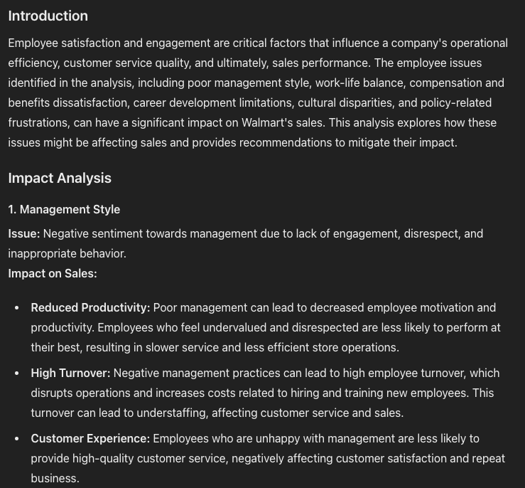 ChatGPT example of sales analysis